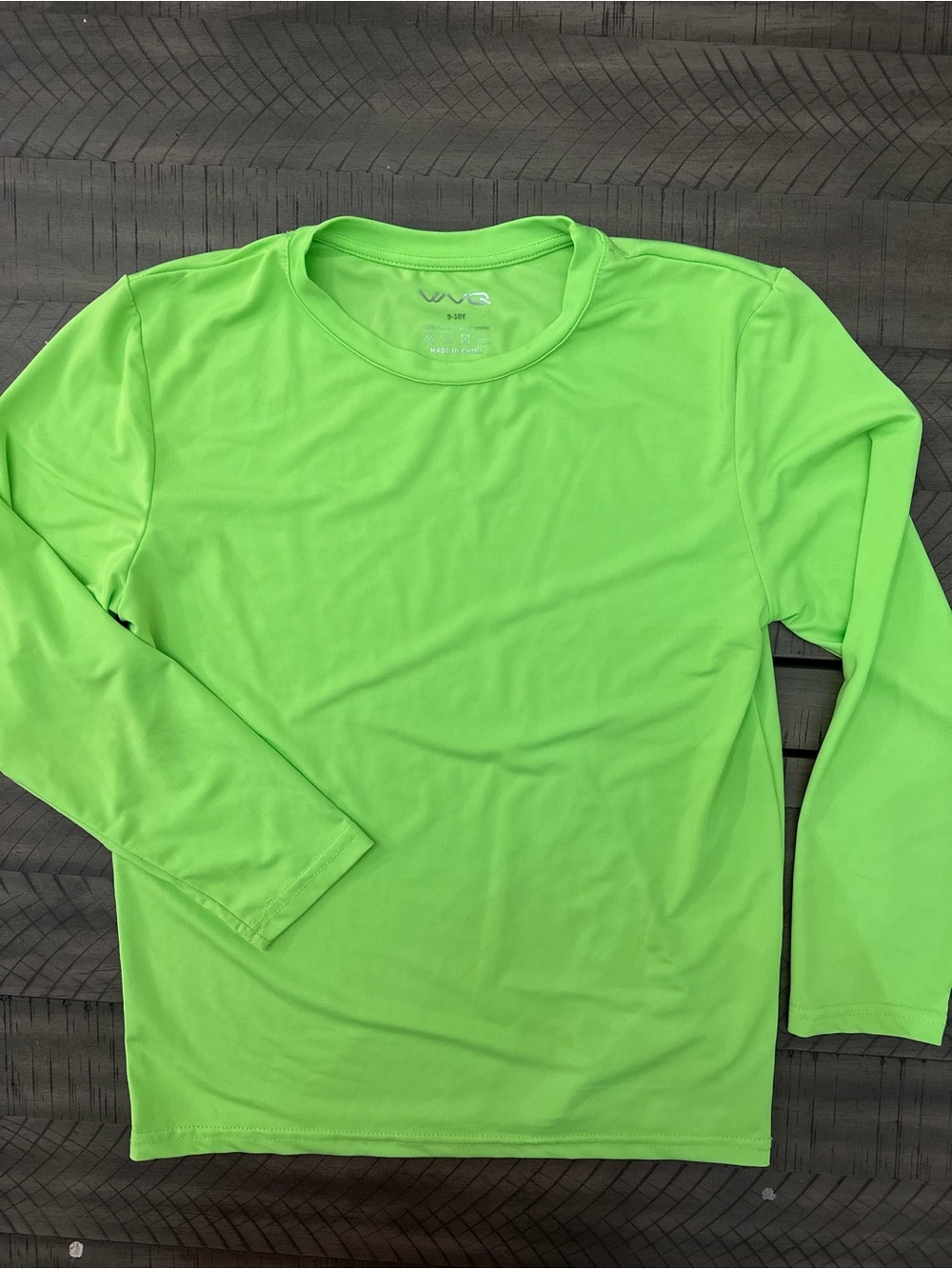 Kids Long Sleeve Performance Tee in Neon Green